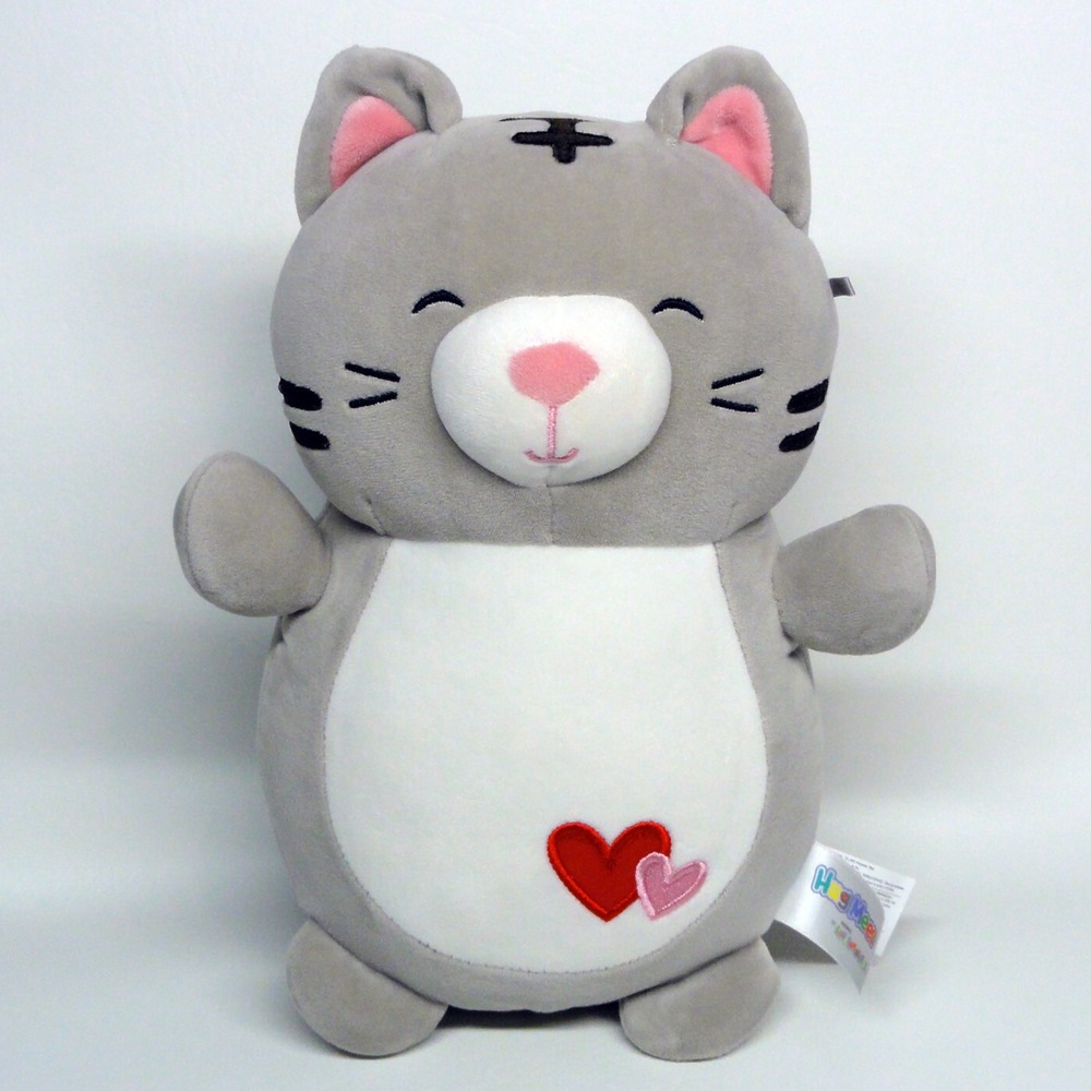 Squishmallow Hug Mees Gray Tally the Cat 10 Inch Hearts Plush Stuffed KellyToy